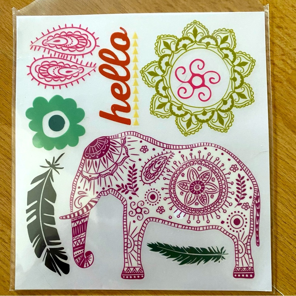 Temporary Tattoos: Colorful Elephant & Boho Floral Designs & Mandalas